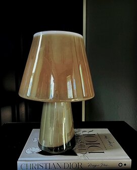 Windlicht lamp- beige glans