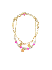 Armband Gold Pink Heart