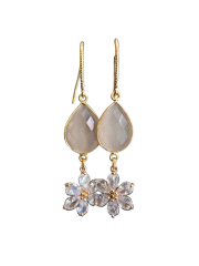 Oorbellen beige met bloem