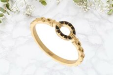 Ring Circle | Zwarte steentjes — Maat 17